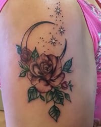 rose moon stars tattoo