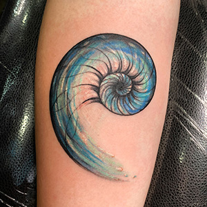 TATTOOSORG  Nautilus shell with flax flowers tattoo Submit