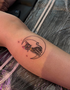 Cat Moon Tattoo